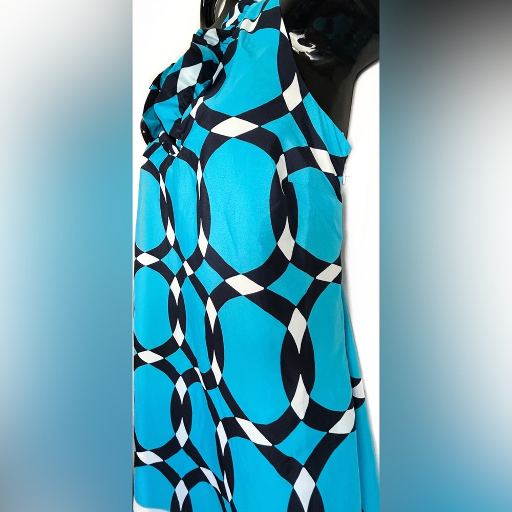 Turquoise Circle Print Mini Dress - Picture 8 of 12